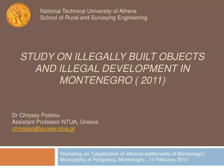 study on illegally built objects and illegal development in montenegro 2011