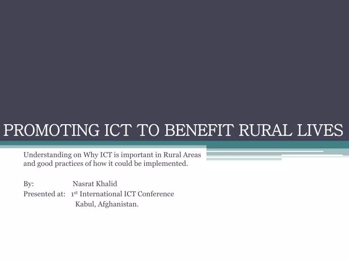 promoting ict to benefit rural lives