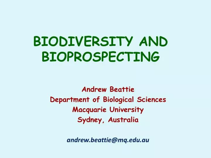 biodiversity and bioprospecting
