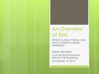 An Overview of XML