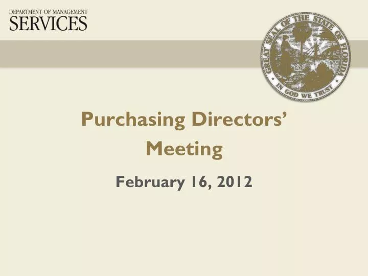 purchasing directors meeting february 16 2012