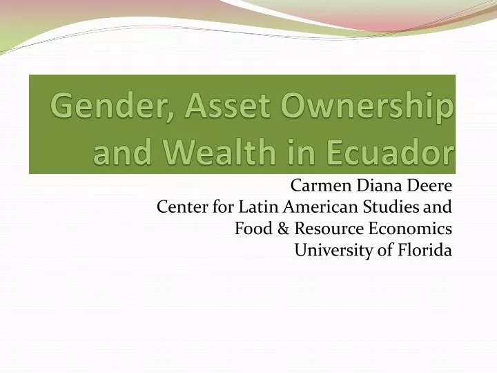 gender asset ownership and wealth in ecuador