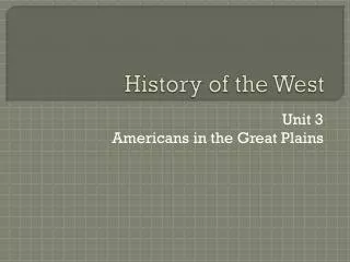 History of the West