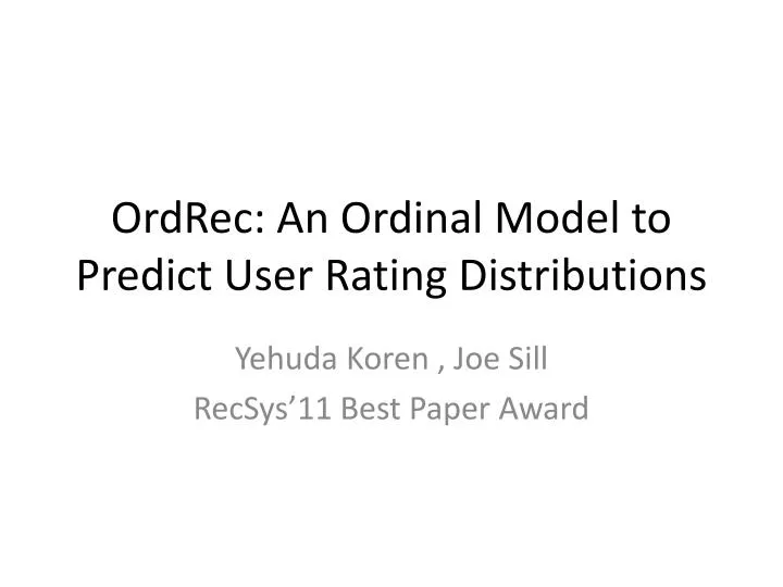 ordrec an ordinal model to predict user rating distributions