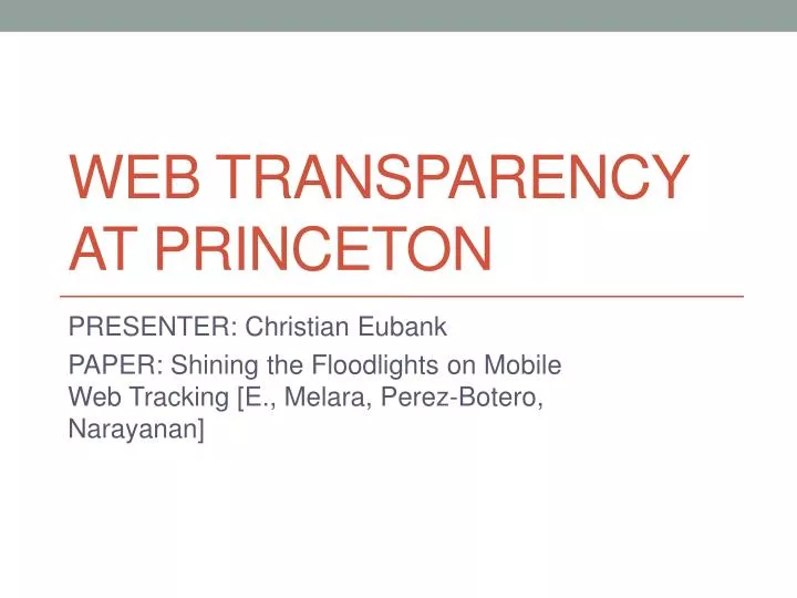 web transparency at princeton