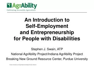 An Introduction to Self-Employment and Entrepreneurship for People with Disabilities