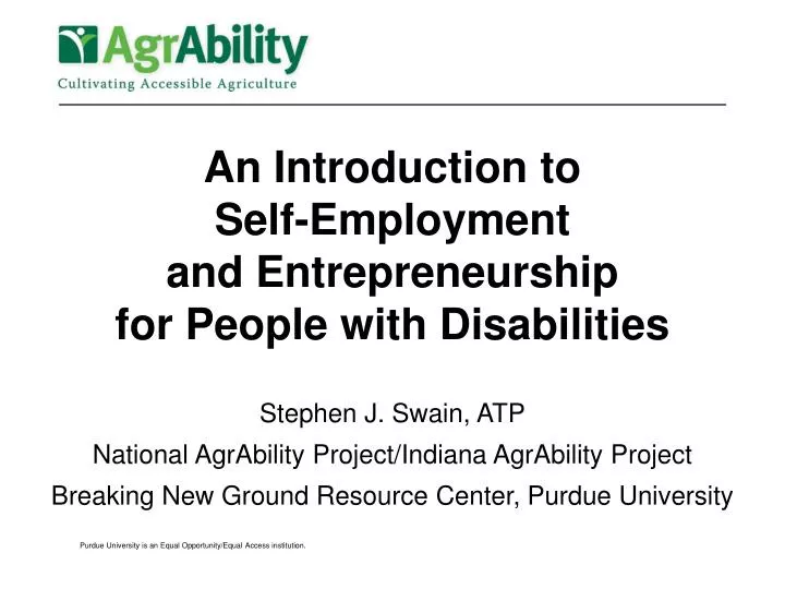 an introduction to self employment and entrepreneurship for people with disabilities