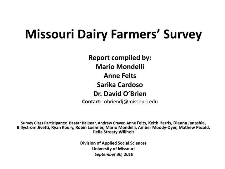 missouri dairy farmers survey