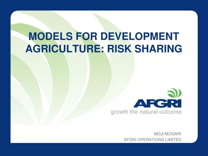 models for development agriculture risk sharing