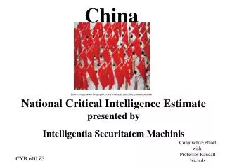 National Critical Intelligence Estimate presented by Intelligentia Securitatem Machinis