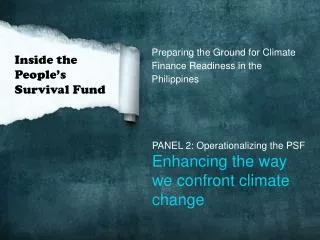Preparing the Ground for Climate Finance Readiness in the Philippines