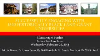 Successfully Engaging with 1890 Historically Black Land-Grant Universities