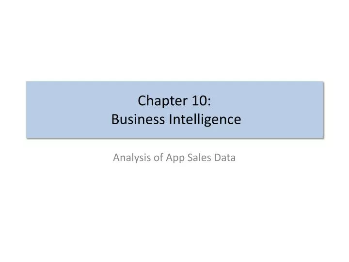 chapter 10 business intelligence