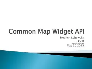Common Map Widget API