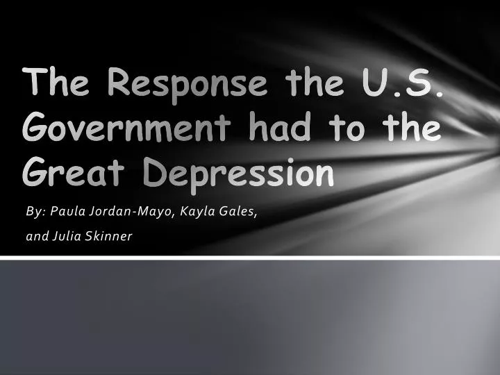 the response the u s government had to the great depression
