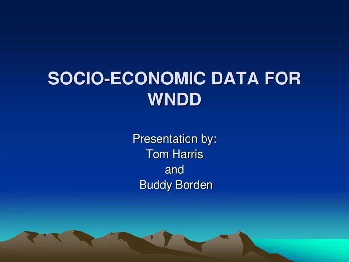 socio economic data for wndd
