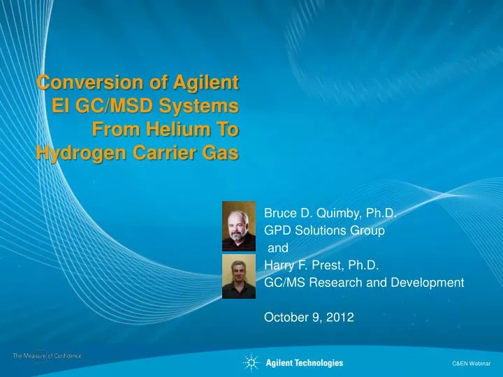 conversion of agilent ei gc msd systems from helium to hydrogen carrier gas
