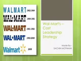 Wal-Mart's – Cost Leadership Strategy