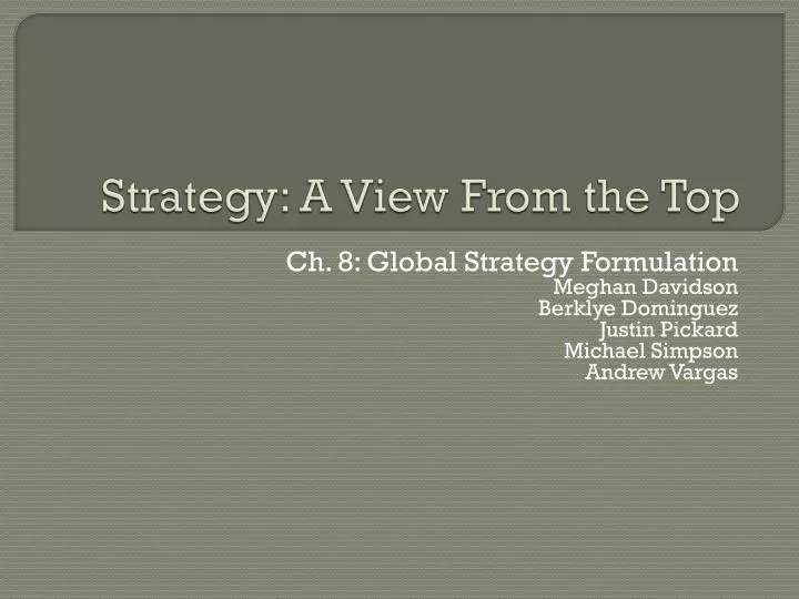 strategy a view from the top