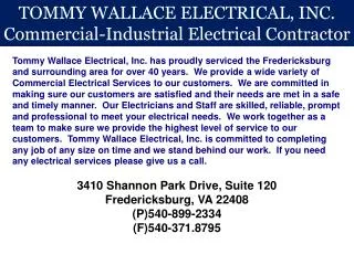 TOMMY WALLACE ELECTRICAL, INC. Commercial-Industrial Electrical Contractor