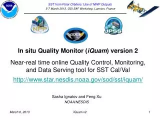 In situ Quality Monitor ( iQuam ) version 2 Near-real time online Quality Control, Monitoring, and Data Serving tool fo