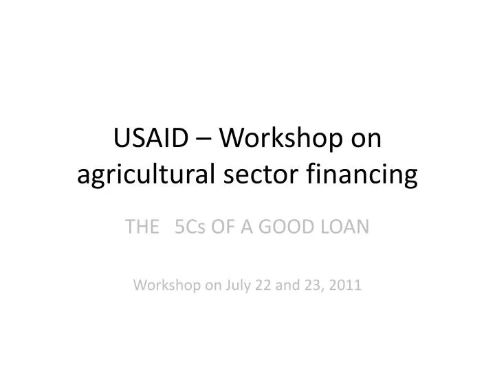 usaid workshop on agricultural sector financing