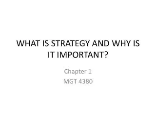 WHAT IS STRATEGY AND WHY IS IT IMPORTANT?