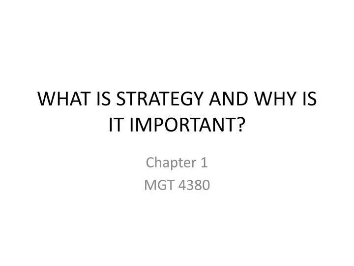 what is strategy and why is it important