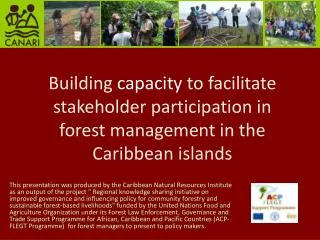 Building capacity to facilitate stakeholder participation in forest management in the Caribbean islands