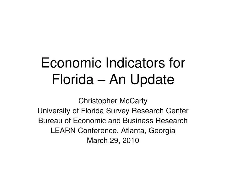 economic indicators for florida an update
