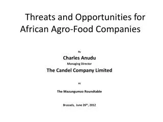 Threats and Opportunities for African Agro-Food Companies