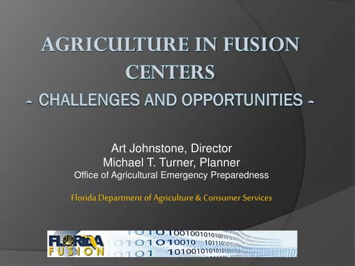 agriculture in fusion centers challenges and opportunities