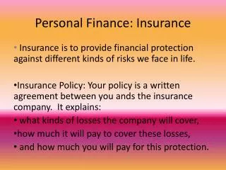 Personal Finance: Insurance