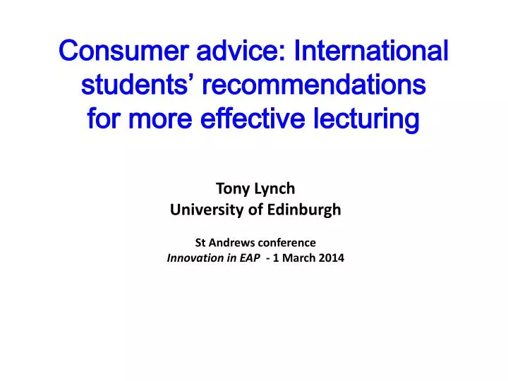 consumer advice international students recommendations for more effective lecturing