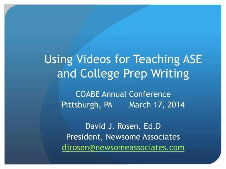 using videos for teaching ase and college prep writing