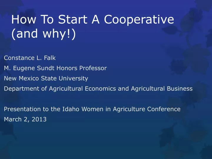 how to start a cooperative and why