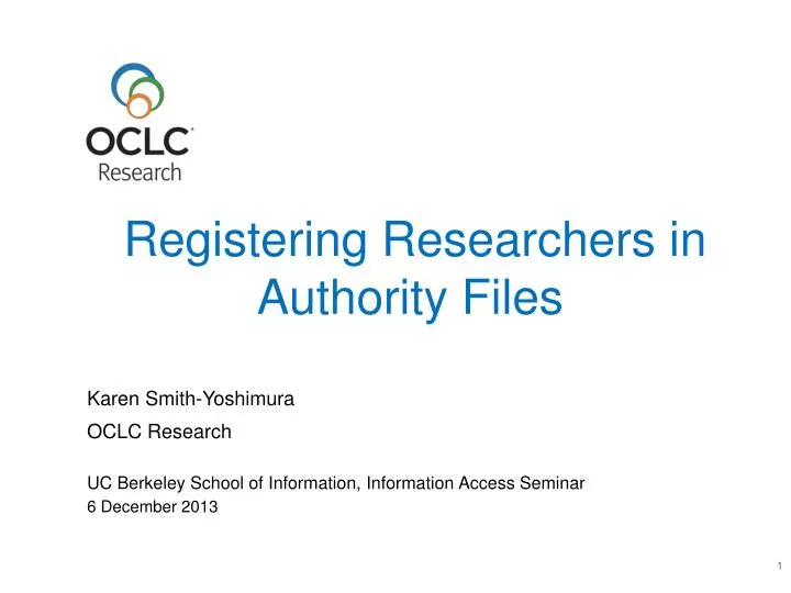registering researchers in authority files