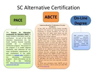 SC Alternative Certification