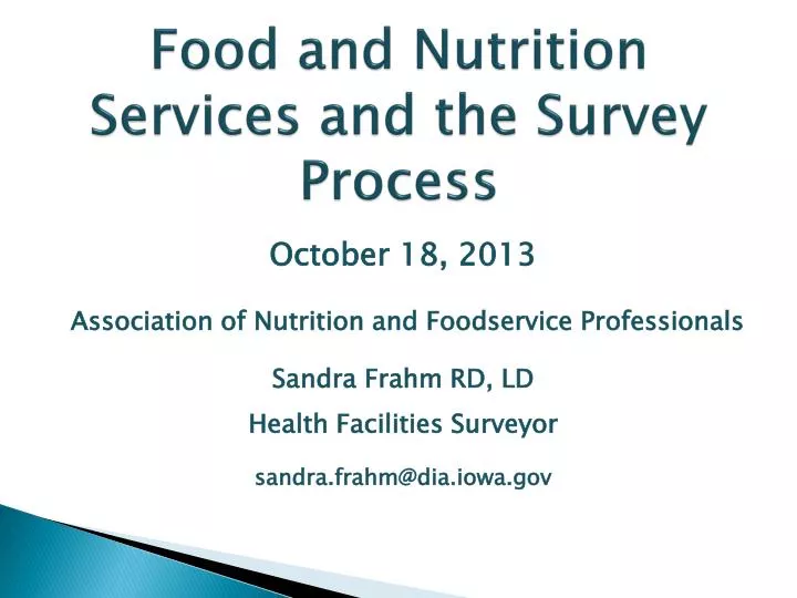 food and nutrition services and the survey process