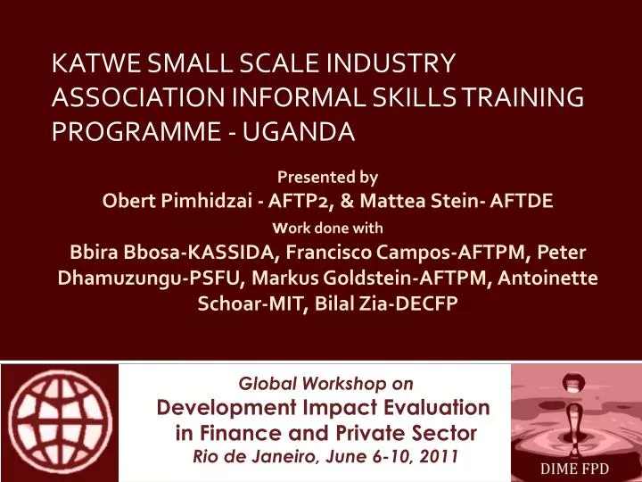 katwe small scale industry association informal skills training programme uganda