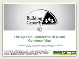 The Special Concerns of Rural Communities
