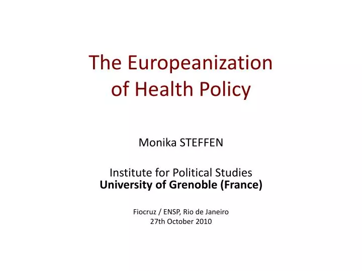 the europeanization of health policy