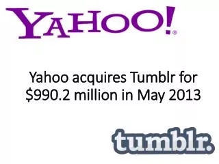 Yahoo acquires Tumblr for $990.2 million in May 2013