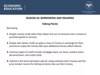 SESSION 20 : BORROWING AND INSURING