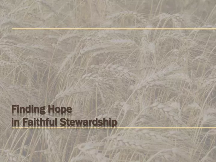 finding hope in faithful s tewardship