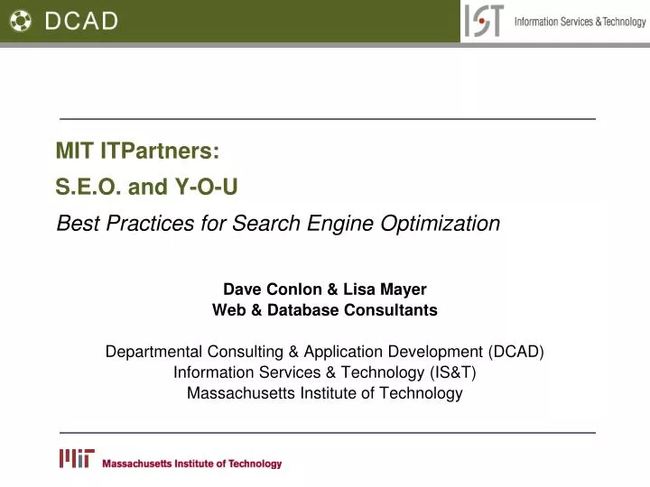 mit itpartners s e o and y o u best practices for search engine optimization