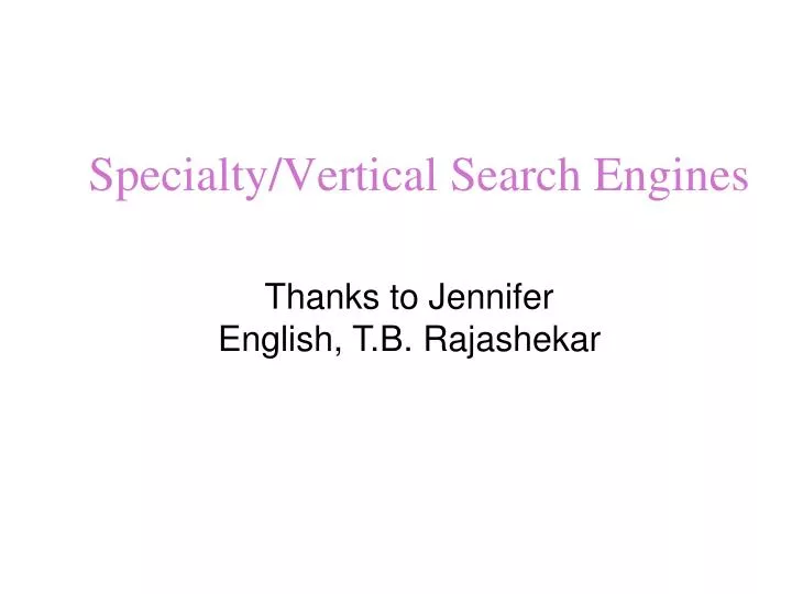 specialty vertical search engines