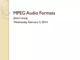 MPEG Audio Formats