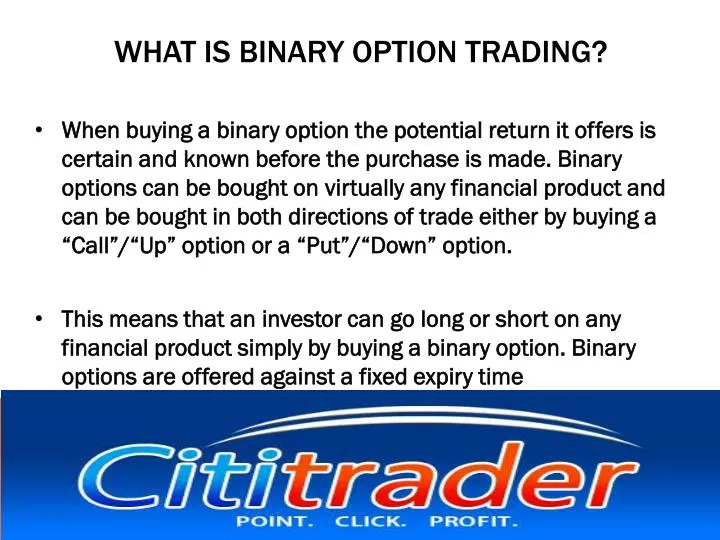 what is binary option trading