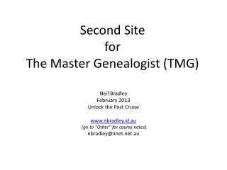 Second Site for The Master Genealogist (TMG)
